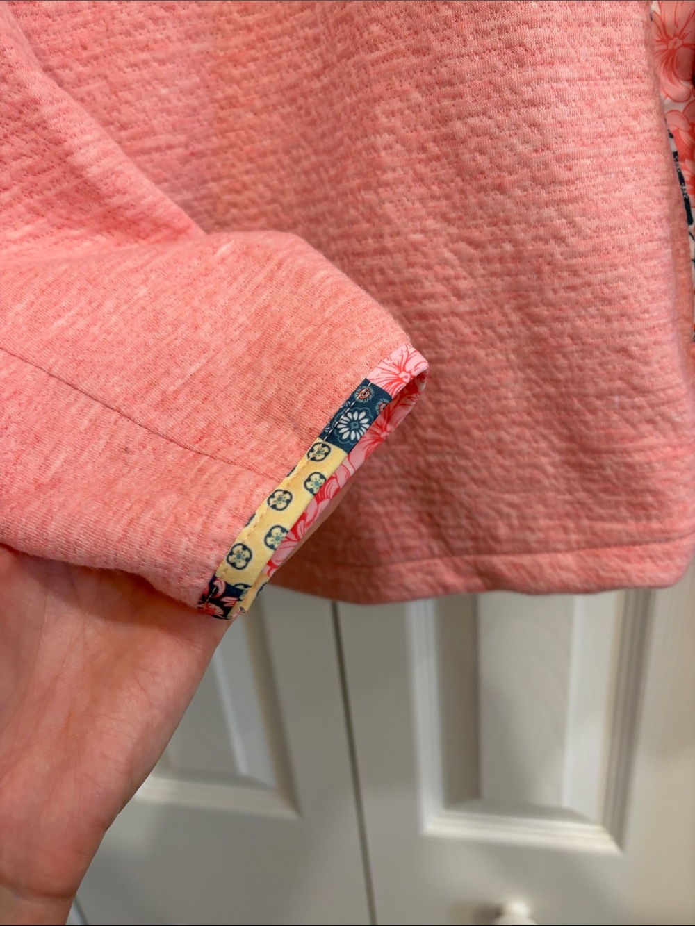 Pink Womens’s Simply Southern Pullover Quarter-Zip Top with Floral size large - Picture 8 of 9